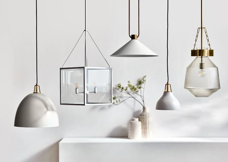 Aiden Ribbed Glass Brass Pendant Light