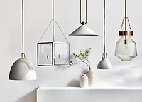 Aiden Ribbed Glass Brass Pendant Light