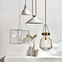 Aiden Ribbed Glass Brass Pendant Light