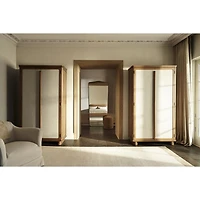 Kenmore Linen and Wood Storage Cabinet by Jake Arnold