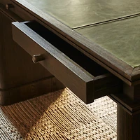 Jake Cocoa Leather and Elm Wood Desk with Drawers by Jake Arnold