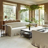Crawford 90" Slipcovered Sofa with Box-Pleated Skirt by Jake Arnold
