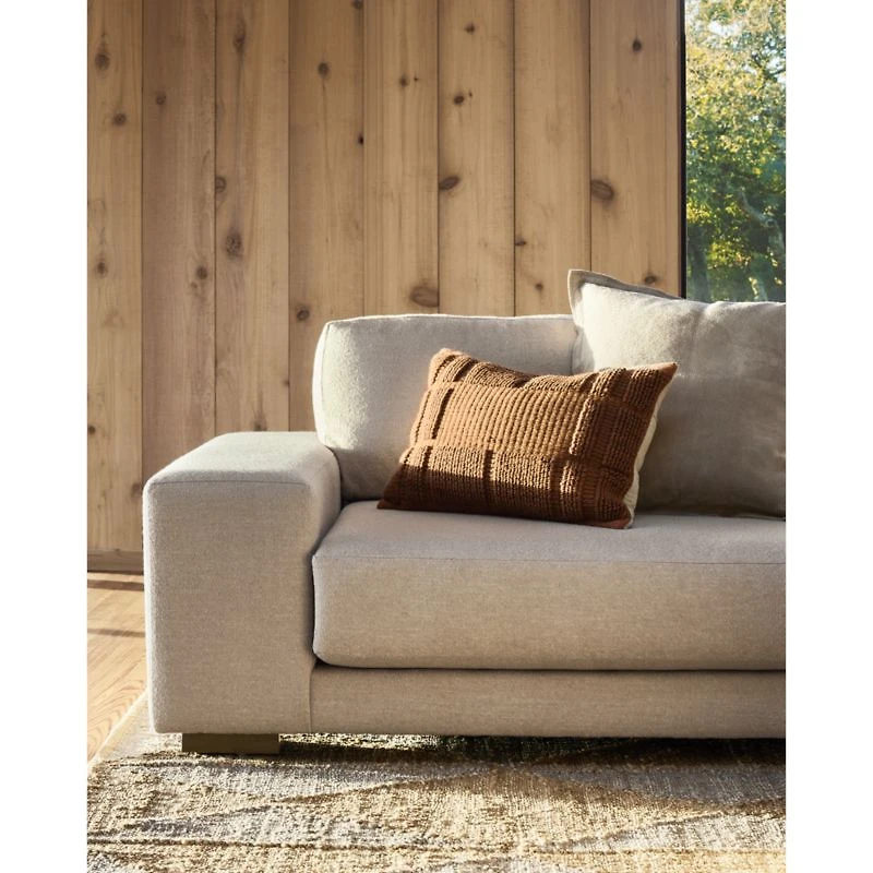Lancaster 22"x15" Textured Spiced Orange Plaid Lumbar Pillow Cover