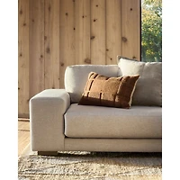 Lancaster 22"x15" Textured Spiced Orange Plaid Lumbar Pillow Cover
