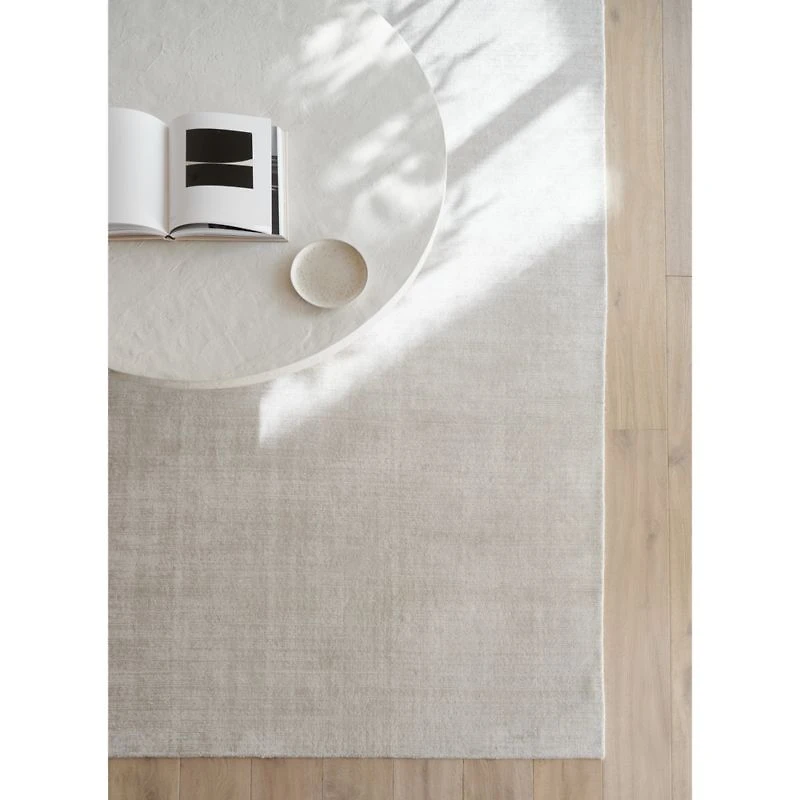 Laval Viscose Handwoven Solid Ivory Area Rug 6'x9'