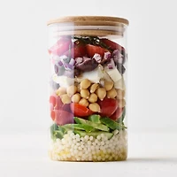 Round Glass Canisters Set with Bamboo Lids