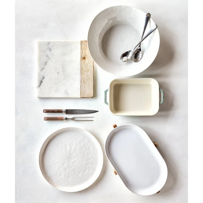Oven-to-Table Oval Serving Platter with Wood Stand