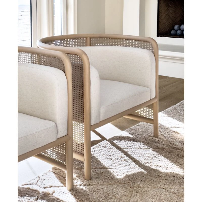 Fields Cane Back White Wash and Natural Accent Chair by Leanne Ford