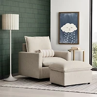 Alternating Lines Striped Cotton and Wool Light Grey Area Rug 5'x8'
