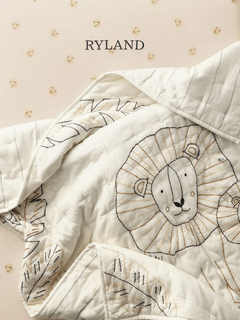 Jungle Lion Organic Cotton Baby Crib Quilt