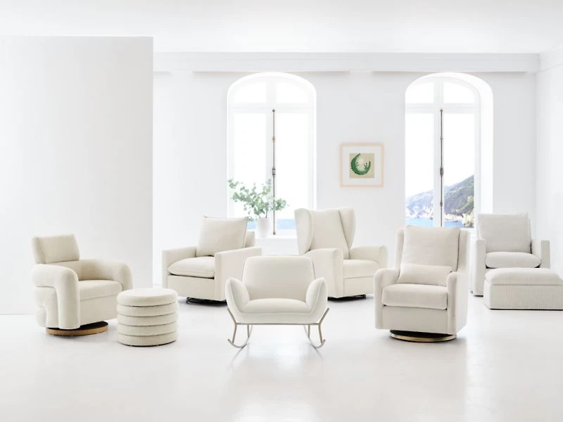 Tonal Cream Upholstered Nursery Rocking Chair