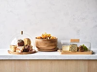 Arla Ash Wood Round Serving Bowl with Portable Lid