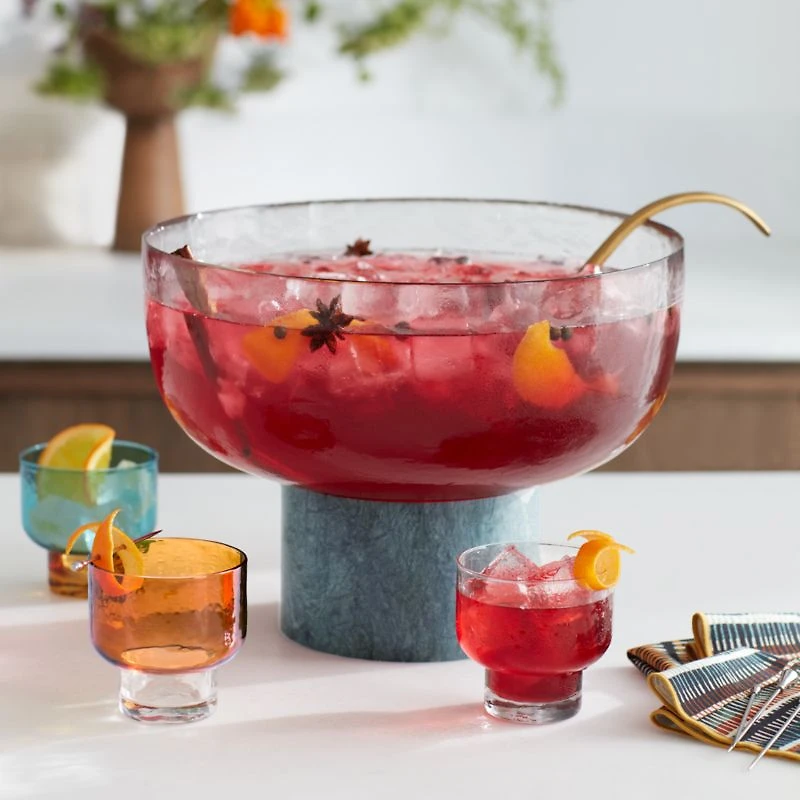 Kuruwa 12-Oz. Teal and Amber Hammered Glass Double Old-Fashioned Glass by Eric Adjepong
