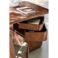 Greye 60" Burl Wood Desk with Swivel Drawers