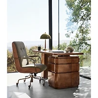 Greye 60" Burl Wood Desk with Swivel Drawers