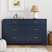 Parke 55" Navy Blue Wood 6-Drawer Kids Dresser