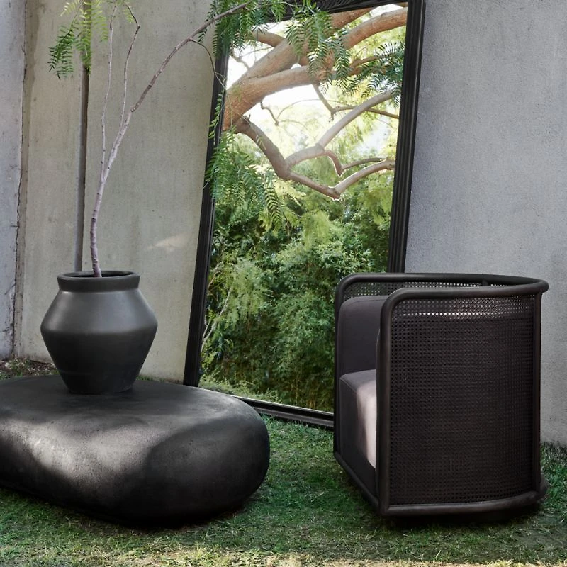 Pebble Charcoal Concrete 59" Oval Indoor/Outdoor Coffee Table by Leanne Ford
