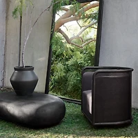 Pebble Charcoal Concrete 59" Oval Indoor/Outdoor Coffee Table by Leanne Ford