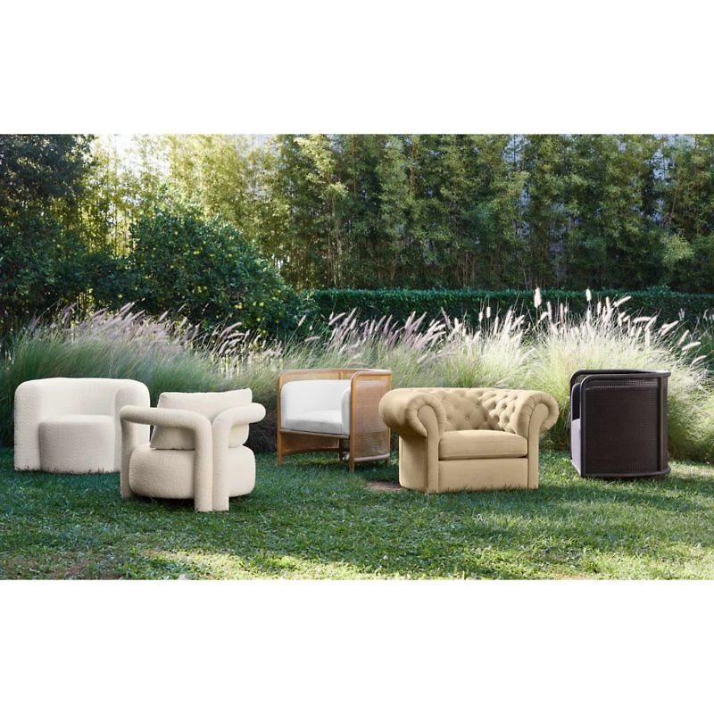 Fields Cane Back White Accent Chair