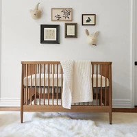 Hampshire Natural Brown Wood Convertible Baby Crib with Toddler Bed Rail