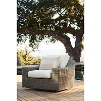 Abaco Resin Wicker Outdoor Swivel Lounge Chair with Natural Sunbrella ® Cushions