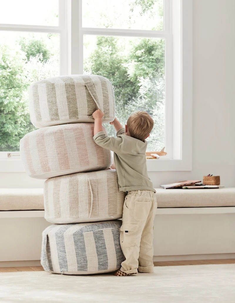 Cove Stone Tan Striped Kids Floor Cushion