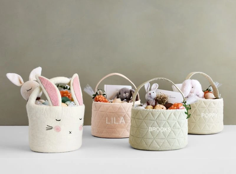 Peachy Pink Quilted Kids Easter Basket