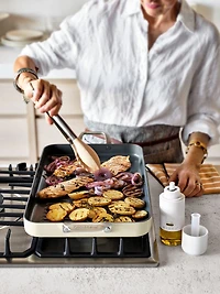 Crate & Barrel Beechwood and Stainless Ladle