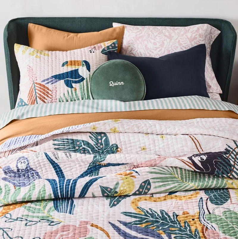 Noa Shelter Jungle Green Upholstered Kids Full Headboard