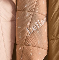 Supersoft Terracotta Leaf Print Organic Cotton Gauze Baby Crib Quilt