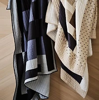 Gee's Bend Around The Bend Organic Cotton Taupe/Midnight Navy Full/Queen Quilt