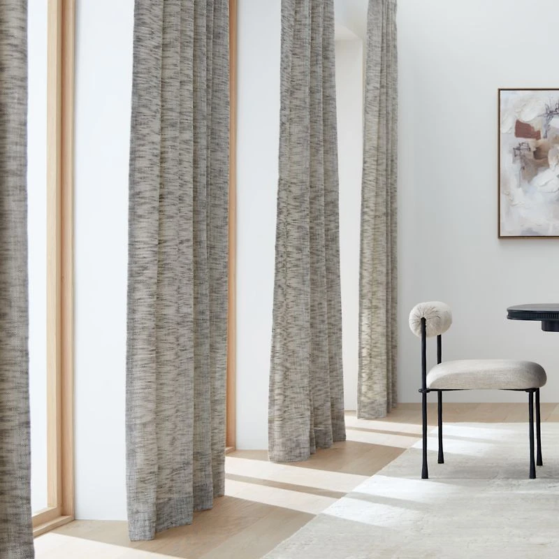 EUROPEAN FLAX ™-Certified Textured Linen Burnt Green Window Curtain Panel 48"x96"