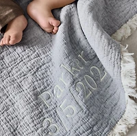 Supersoft Organic Cotton Gauze Smoke Blue Baby Stroller Blanket