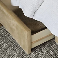 Arden 60" Camel Brown Upholstered Queen Headboard with Storage Bed Base