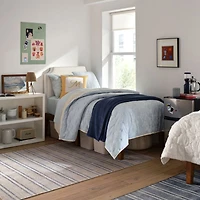 Bevel White with Piping Twin Wall-Mounted Headboard