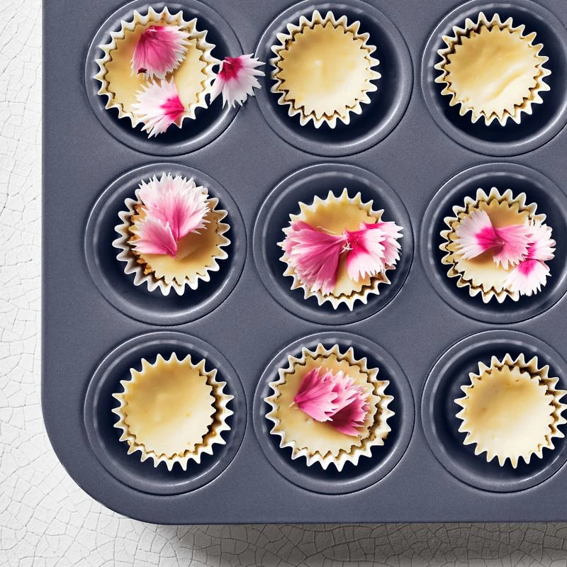 Crate & Barrel Slate Blue 24-Cup Mini Muffin Pan