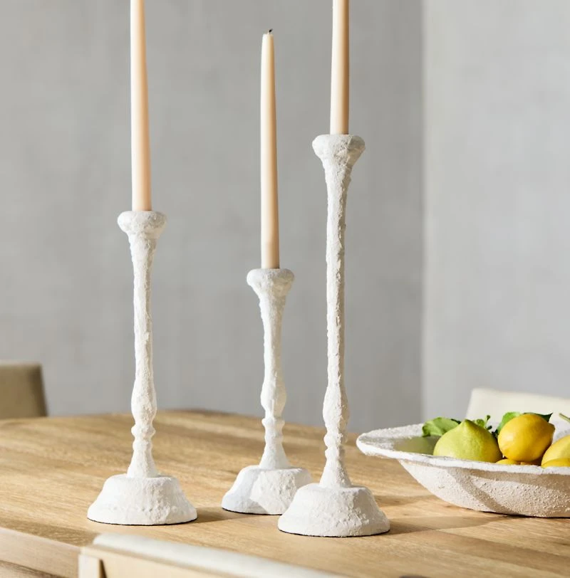 Sonara White Metal Taper Candle Holder 18"