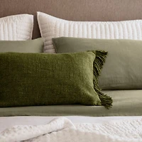 Aire Natural Hemp Shadow Sage Green Queen Bed Sheet Set