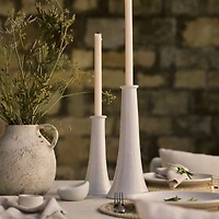 Valla Tall White Ceramic Taper Candle Holder 12.25"