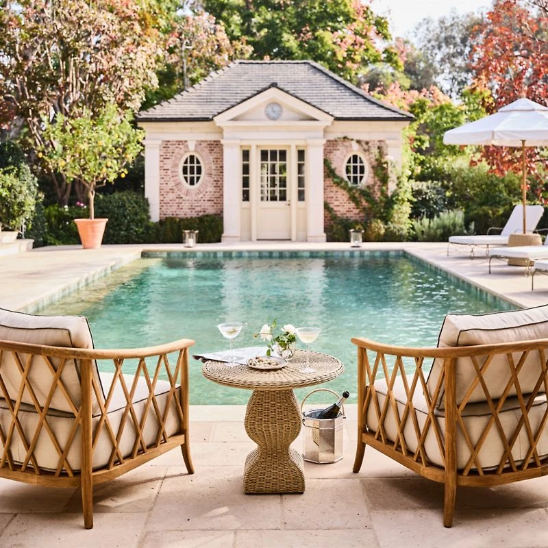 The Felix Wicker Outdoor Accent Table by Jake Arnold