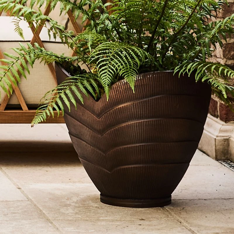 Hackney Medium Bronze Metal Indoor/Outdoor Planter 16"x15" by Jake Arnold