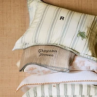 Beckett Pampas Ivory Supersoft Luxe Embroidered Sunwashed Pink Edge Organic Cotton Kids Sham By Jake Arnold