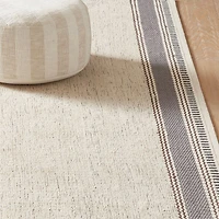 Border Stripe Slate Blue Chenille Kids Area Rug 6'x9'