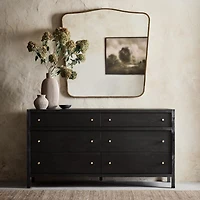 Briars Brown Suede Border Mantel Mirror by Jake Arnold 41"