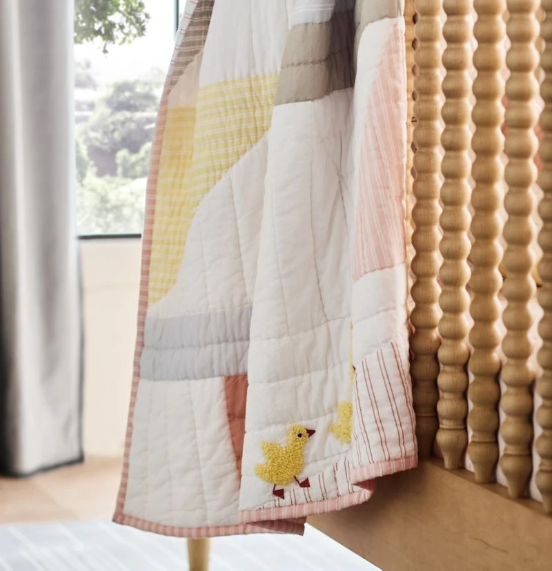 Pata Sunwashed Patchwork Organic Cotton Reversible Baby Crib Quilt