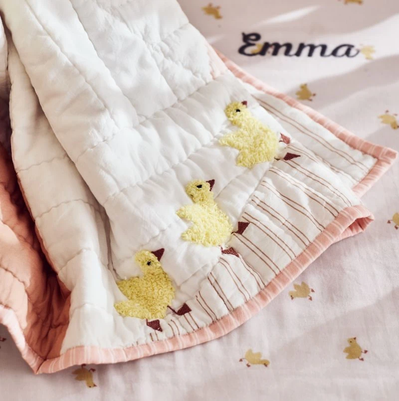Pata Sunwashed Patchwork Organic Cotton Reversible Baby Crib Quilt