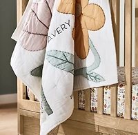 Flora Applique Organic Cotton Baby Crib Quilt
