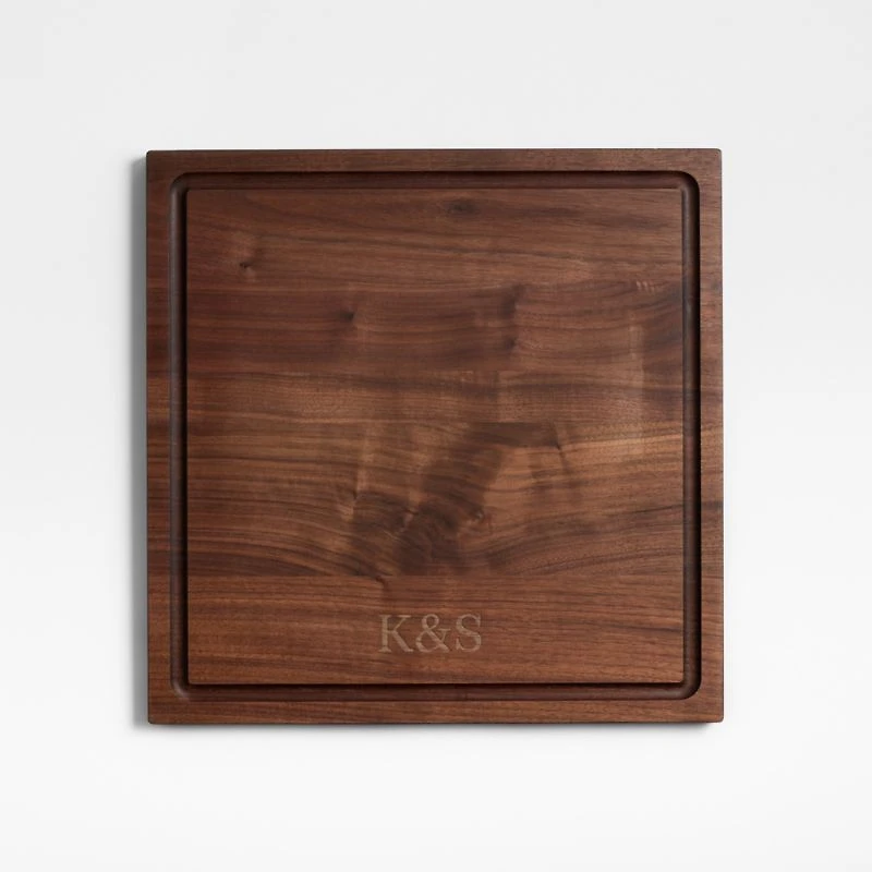 Crate & Barrel Reversible Walnut Wood Cutting Board 16"x16"x0.75"