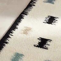 Neutral Scattered Checks Washable Wool Shag Kids Rug 4x6