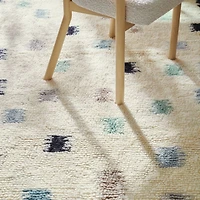 Neutral Scattered Checks Washable Wool Shag Kids Rug 4x6